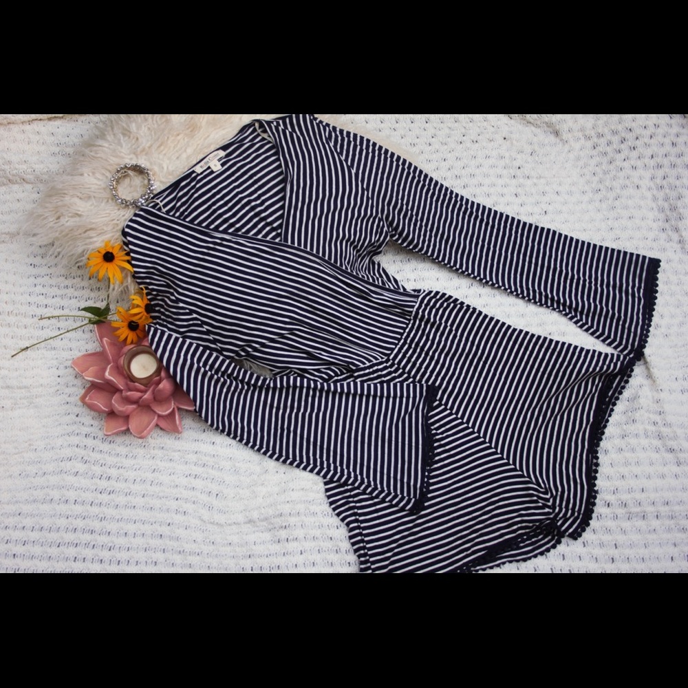 Black and white wrap romper Size Small